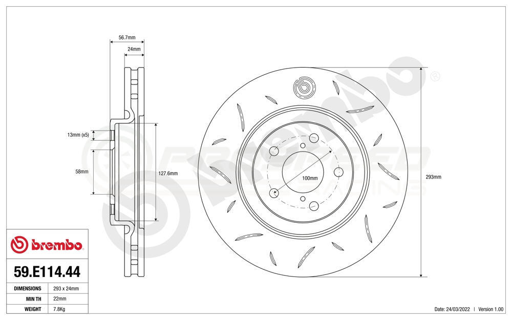 Brembo TY3 Slotted Sport Front Brake Rotors PAIR